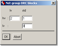 BAE HighEnd Version 6.6: Layout Editor - Dialog for Net Group DRC Assignments