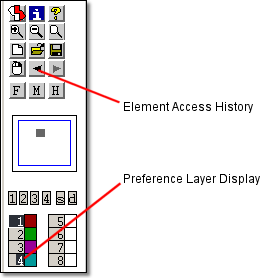 BAE Version 6.6: Layout Editor - Toolbar: Element Access History and Preference Layer Display