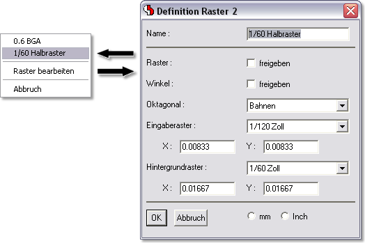 BAE Version 6.8: Layouteditor: Frei konfigurierbare Rasterfavoriten in der Toolbar