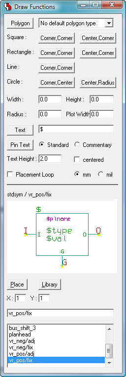BAE Version 7.2: Schematic Editor: Draw Functions - Modeless Dialog