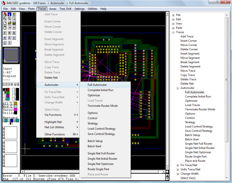 BAE Version 7.6: Layout Editor - Autorouter Functions